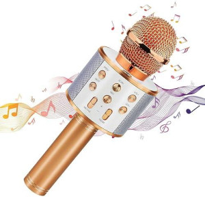 Dodosky Gifts For Kids Age 3-12, Wireless Microphone With Bluetooth For Boys Girls Easter Gifts For Teens Christmas Toys For 5 6 7 8 9 Year Old Boys Stocking Stuffers For Kids - Rose Gold