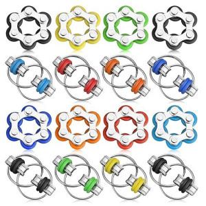 Cool Sprocket Fidgets Bike Chain Gear Rings Toys Metal For Kids Adults, Flippy Roller Chain, Small Gadget Infinity Spinner, Prizes Gift For Goodie Bag Fiilers Party Favors Stocking Stuffers(16 Pack)