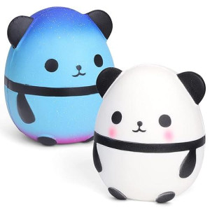 Jumbo Squishy Panda Egg Squishies Fidget Toys, Galaxy Panda Slow Rising Squishy Toys Pop Doll Scented Stress Soft Squeeze Mochi Toys Gift For Kids &Adults Christmas Prize Party Favors 2 Pack