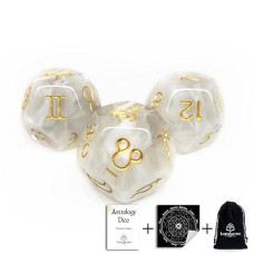 Lunaborne Astrological Divination Dice - Includes Instruction Booklet, Divination Cloth, & Velvet Drawstring Bag