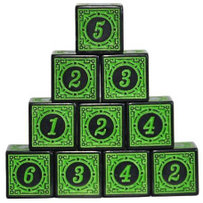 Smartdealspro 10-Pack D6 Six Sides 16Mm Dice Die For Dnd Mtg Prg Wow Table Game Math Teaching (Green Letter)