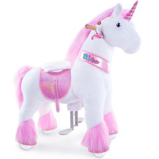 Ponycycle Ride On Unicorn Classic Model U (With Brake/ 36" Height/Size 4 For Age 4-8) Toddler Pink Horse Ride On Toys For Girls Ride On Horse Plush Ux402