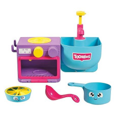 Toomies E73264 Bubble & Bake Bathtime, Bath Toddlers, Kitchen Themed Bubble Making Toy, 2 In 1 Set, Kids Water Play Suitable For 18 M & 2 3 & 4 Year Old Boys & Girls, Multicoloured, 21 X 28 X 15 Cm