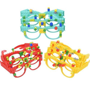 Diy Building Bricks Glasses Birthday Party Favors Gifts Children'S Early Education Enlightenment Intelligence Toys Creative Party Supplies Decorations For Building Bricks Kids 9 Pcs/Set