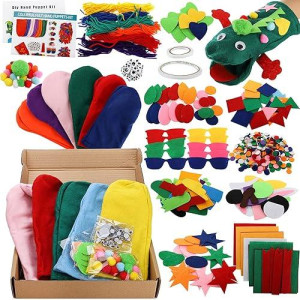 Topzea 12 Pack Hand Puppet Making Kit, Kids Craft And Art Aupplies Felt Sock Puppet Creative Diy Make Your Own Puppets Kits With Pompoms And Wiggle Googly Eyes Storytelling Role Play Party Supplies