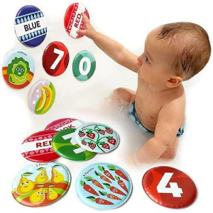 Floating Baby Flash Cards For Bathtub - Learn Numbers, Counting And Colors - Educational Bath Toys For Babies & Toddlers 3 Plus Months (Set Of 21)