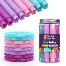 Special Supplies Fun Pull And Stretch Tubes For Kids - Pop, Bend, Build, And Connect Toy, Provide Tactile And Auditory Sensory Play, Colorful, Heavy-Duty Plastic (8-Pack Unicorn Colors)