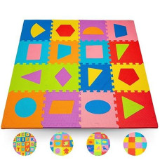 ToyVelt Interlocking Foam Play Mat - Non-Toxic, 16 Tiles