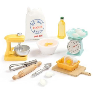 Samcami Miniature Dollhouse Accessories - Dollhouse Furniture 1 12 Scale - Mini Stuff For Dollhouse Kitchen - Stand Mixer, Kitchen Scale, Flour, Rolling Pin And Others