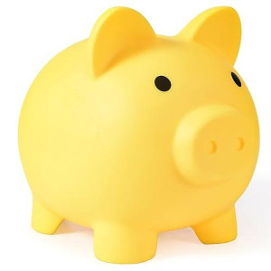 Pjdrllc Large Piggy Bank, Unbreakable Plastic Money Bank, Coin Bank For Girls And Boys, Large Size Piggy Banks, Practical Gifts For Birthday, Easter, Christmas (Yellow)