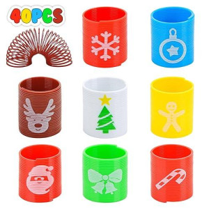 Johouse Christmas Magic Springs, 40Pcs Plastic Spring Toy Christmas Pop Gift For Kids, Christmas Stocking Stuffers, Party Favors