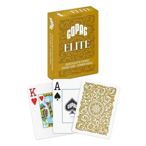 Copag Elite 100% Plastic Playing Cards, Poker Size Jumbo Index Single Deck (Gold)