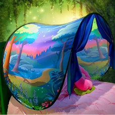 Yovecathou Bed Tents Fantasy Fun Foldable Play Pop Up Outdoor Indoor Twin Size,Magic Playhouse Princess Secret Castle,Birthday For Girls Kids Baby (Fantacy Forest)