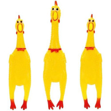 POPLAY Squeaky Rubber Chickens Dog Toys - 3PCS Set