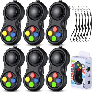 Skylety 6 Pieces Cam Fidget Pad Controller Relieve Anxiety Handheld Mini Game Remote Controller Fidget Pad Stress Reducer For Adult Relieve Stress(Simple Colors)