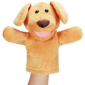 Zomiboo Hand Puppets Soft Animal Hand Plush Toy With Movable Mouth Imaginative Pretend Play Stocking Storytelling Interactive Toy (Dog)