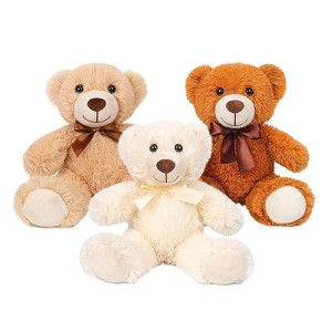 Seyomi Teddy Bears Bulk 3 Packs, Teddy Bear Stuffed Animal Plush Toy, 13.7 Inches Bear Stuffed For Wedding, Christmas, Valentine’S Day, Birthday, White Brown