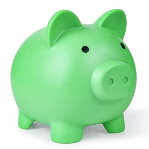 Pjdrllc Piggy Bank, Unbreakable Plastic Money Bank, Coin Bank For Girls And Boys, Medium Size Piggy Banks, Practical Gifts For Birthday, Easter, Christmas (Green)