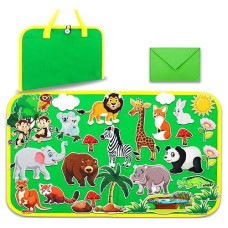 Craftstory Zoo Animals Travel Felt-Board Story Set For Toddlers, 32 Pieces Flannel Board Stories For Preschool Learning Toys Educational Storytelling Activity Board Gifts For Ages 3+