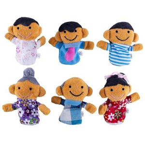 Super Z Outlet Mini Grandparents, Mom & Dad, Brother & Sister Family Style Finger Puppets For Children, Shows, Playtime, Schools - 6 Piece (Family 3)