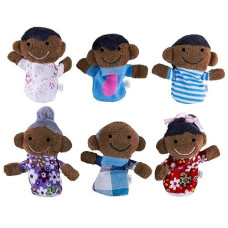 Super Z Outlet Mini Grandparents, Mom & Dad, Brother & Sister Family Style Finger Puppets For Children, Shows, Playtime, Schools - 6 Piece (Family 3)