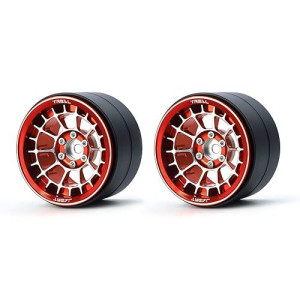 Treal Aluminium 2.2 Beadlock Wheels Rims(2) Pcs Fit Rc Crawler Mud Truck 2.2 Tires (Red)