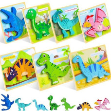 Toy Life Toddler Puzzles Ages 2-4, Wooden Puzzles For Toddlers 1-3, 7 Piece Dinosaur Puzzle 2 Year Old, Toddler Puzzles Ages 1-3, Toddler Boy Toys 2-3, Educational Toys For Toddlers 3-5