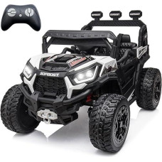 Sopbost 24V 7Ah Ride On Toys For Big Kids Ride On Car With Remote Control Battery Powered 4X4 Electric Vehicle Kids Utv, Eva Tires Wheels, Music Play, White