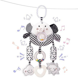 Auyyosk Black And White High Contrast Baby Toys,Car Seat Toys For Newborn,Hanging Baby Toys, Stroller Toy For 0 3 6 12 Months,Infant Rattle Toys