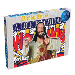 Renegade Game Studios Jigsaw Puzzle Buddy Christ 1000 Pieces Poster Included Linen Finish Features The Uplifting Buddy Chr