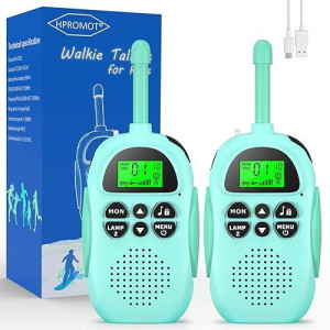 Hpromot Rechargeable Walkie Talkies For Kids 2 Pack Kids Walkie Talkies, Long Range 22 Channels 2 Way Radio Kids Birthday Toy Gift For 3-12 Year Old Boys Girls Outdoor Adventures Camping Hiking