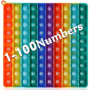 Math Toys P0P With Numbers, Kingmall 1-100 Pop Rainbow Square Fidgett Ttoy 100Bubbles Learning Tool For Teachers To Create Kinds Of Math Manipulatives【With 1-100 Numbers Tables】