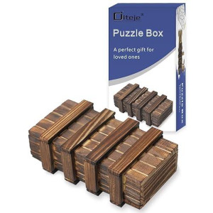 Diteje Puzzle Box, Magic Wooden Boxes Case Card Holders With Secret Hidden Compartment For Adults And Kids