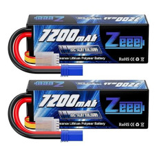 Zeee 4S Lipo Battery 7200Mah 14.8V 80C With Ec5 Connector Hard Case Rc Battery For Rc Car Truck Tank Buggy Truggy Rc Racing Models(2 Pack)