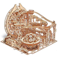 Wood Trick Wooden Marble Run Electric Motorized - 3D Wooden Puzzles For Adults And Kids To Build - 15X14 In - Roller Coaster Wooden Model Kits For Adults And Teens To Build