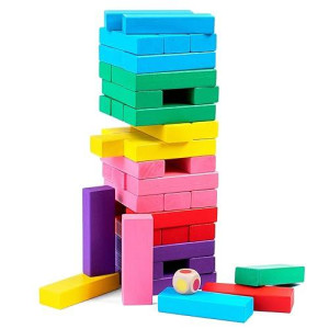 CACASO 48PCS Colorful Wooden Stacking Game for Kids & Adults