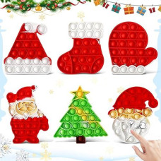 Qetrabone 6 Pcs Christmas Fidget Toy Set, Push Bubble Fidget Sensory Toy For Adult Children, Party Game Decor Gift Xmas Stockings Toys Christmas Decorations Autism Adhd Decompression Toys