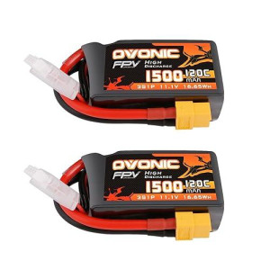 Ovonic Lipo Battery 11.1V 120C 1500Mah 3S Rc Battery With Xt60 Plug For Fpv Racing Drone Quadcopter Helicopter Airplane Rc Boat Rc Car Rc Models(2 Pack)