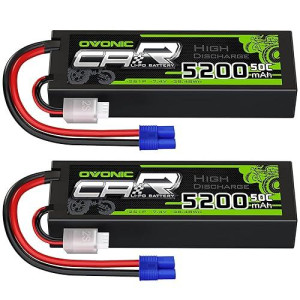 Ovonic Lipo Battery 5200Mah 50C 7.4V 2S Rc Battery With Ec3 Connector For Rc Plane Dji Quadcopter Rc Airplane Rc Helicopter Rc Car Truck Boat 2Pcs