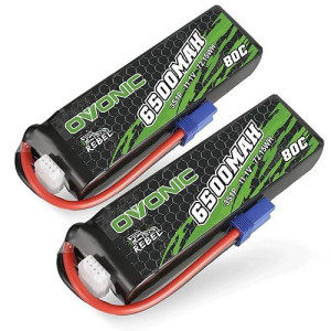 Ovonic Lipo Battery 6500Mah 80C 11.1V 3S Rc Battery With Ec5 Connector For Rc Plane Dji Quadcopter Rc Airplane Rc Helicopter Rc Car Truck Boat 2Pcs