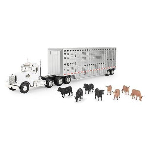 Ertl 1/32 Freightliner 122Sd Semi With Livestock Trailer & Cattle 47362