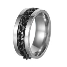 Udolfly Mens Fidget Rings Anxiety Rings For Men Womens Chain Spinner Rings For Adults Titanium Steel Ring Chain Black Size 7