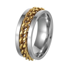 Udolfly Mens Fidget Rings Anxiety Rings For Men Womens Chain Spinner Rings For Adults Titanium Steel Ring Chain Gold Size 9