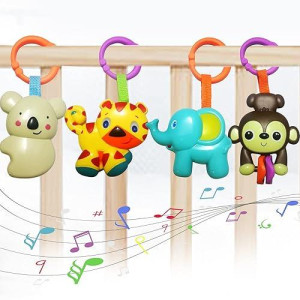 Yunlovxee Baby Toys, Cartoon Animal Hanging Rattle Toys, Handbells Baby Rattles, Baby Bed Crib Car Seat Travel Stroller Toys For Infant, Best Birthday Gift For Newborn, 4 Pack