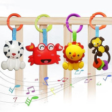 Yunlovxee Baby Toys, Cartoon Animal Hanging Rattle Toys, Handbells Baby Rattles, Baby Bed Crib Car Seat Travel Stroller Toys For Infant, Best Birthday Gift For Newborn, 4 Pack