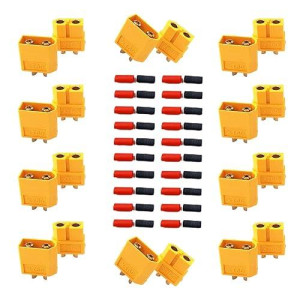 Skrnrhrery Xt60 Connectors, 10 Pairs Xt60 Plug,Suitable For Remote Control Lithium Polymer Battery Power Plugs, Xt60 Male And Female Bullet Connectors Power Connectors