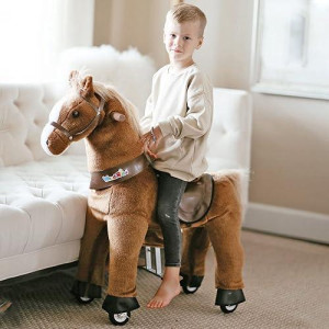 Wonderides Ride On Horse Toy, Pony Cycle Kids Ride On Toy (Small Size 3, 30.1 Inch Height) For 3 To 5 Years Old, Pony Ride Plush Walking Animal Mechanical Riding Pony With Wheels, No Battery