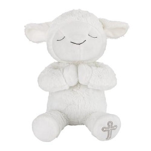 Little Love By Nojo Baptism White Plush Lamb With Praying Hands And Embroidered Cross