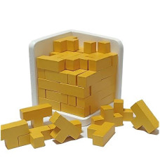 Wooden Brain Teaser Puzzle Cube Wooden Puzzles T-Shaped Jigsaw Logic Puzzle Educational Toy For Kids And Adults By Ahyuan (Gold)