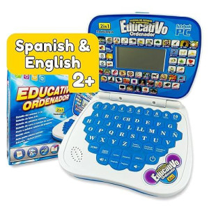 Zeenkind Spanish & English Small Talking Laptop Toy For Kids 2 3 4 Years Old, Learn Spanish Alphabet Numbers Words Spelling Math, Interactive Bilingual Learning Laptop Toys For Toddlers